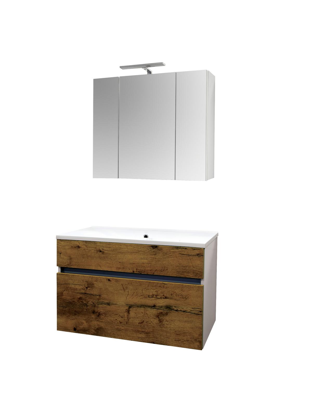 Kúpeľňový nábytok KOPER dekor dub Antik - biela/farba duba, Modern, kompozitné drevo (79,6/46/50cm)