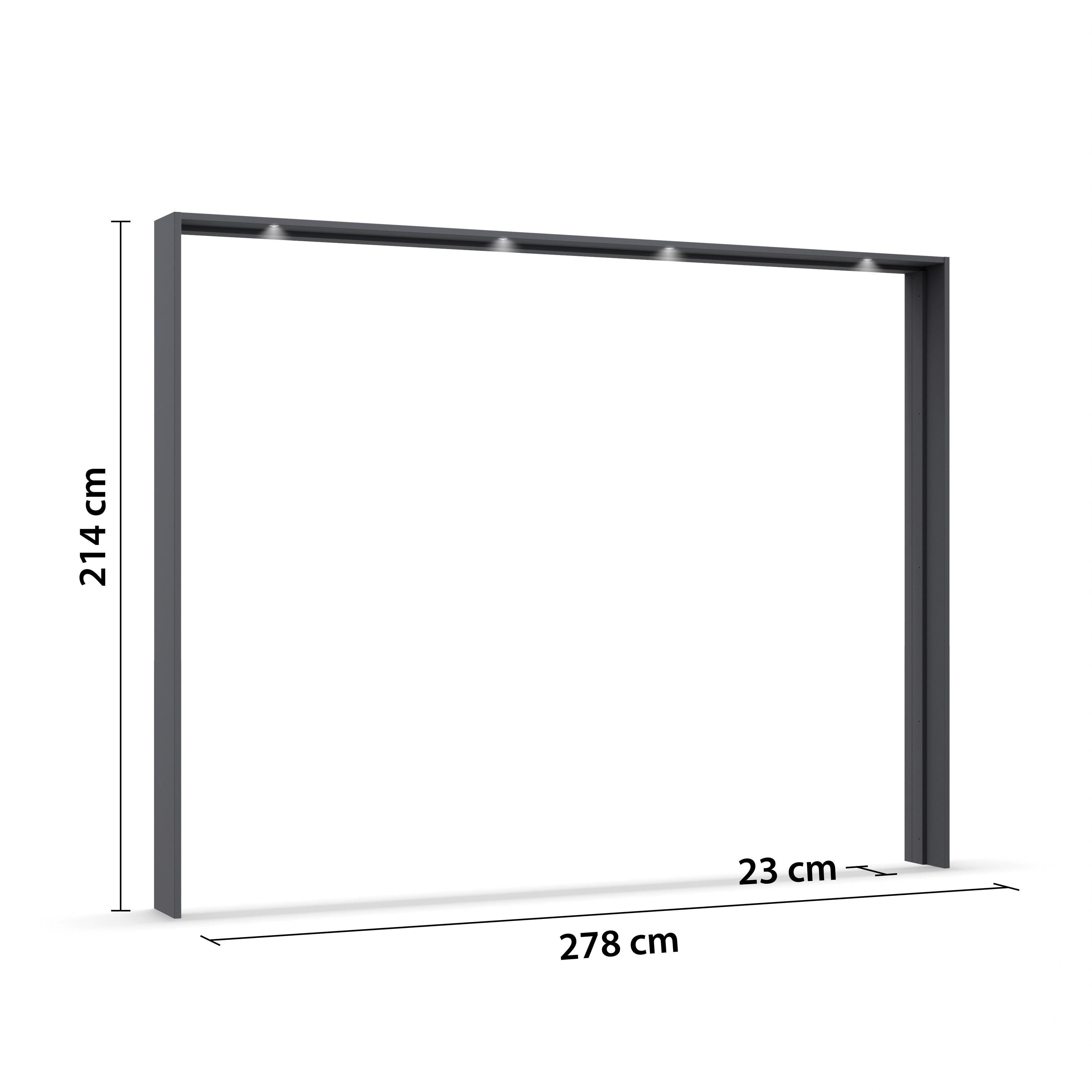Paspartový rám s osvetlením sivá metalická, pre š. 270 cm - sivá, Konventionell, kompozitné drevo (278/214/23cm)