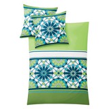 Makosatin Bettwäsche Ravenna, Palme - Grün, MODERN, Textil - Kleine Wolke