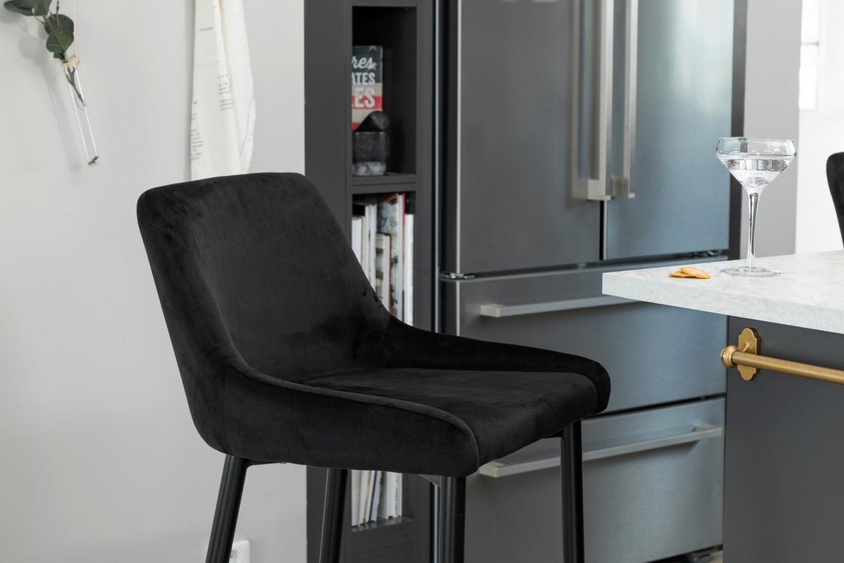 Barhocker-set Plaza Schwarz B: 48 Cm - Schwarz, Design, Kunststoff/Textil (48/105/57cm) - Livetastic