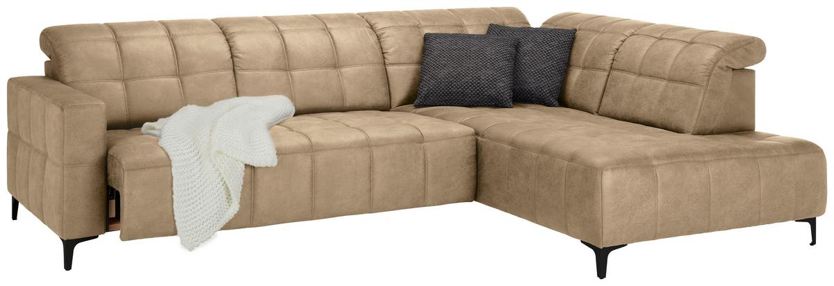 Rohová sedačka PANAMA, pravá, béžová - černá/béžová, Konvenční, kov/textil (304/216cm) - Premium Living