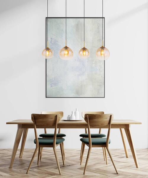 Hängeleuchte 15788-4h - Klar/Messingfarben, Design, Glas/Metall (120/25/120cm) - Globo