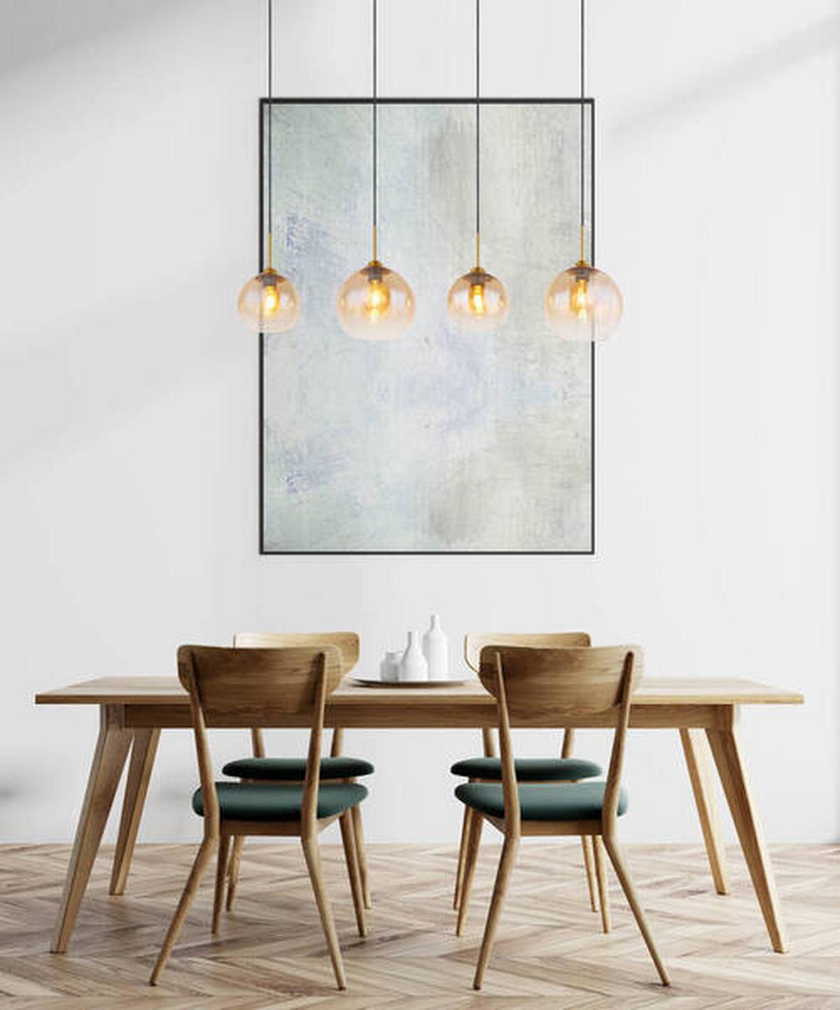 Hängeleuchte 15788-4h - Klar/Messingfarben, Design, Glas/Metall (120/25/120cm) - Globo