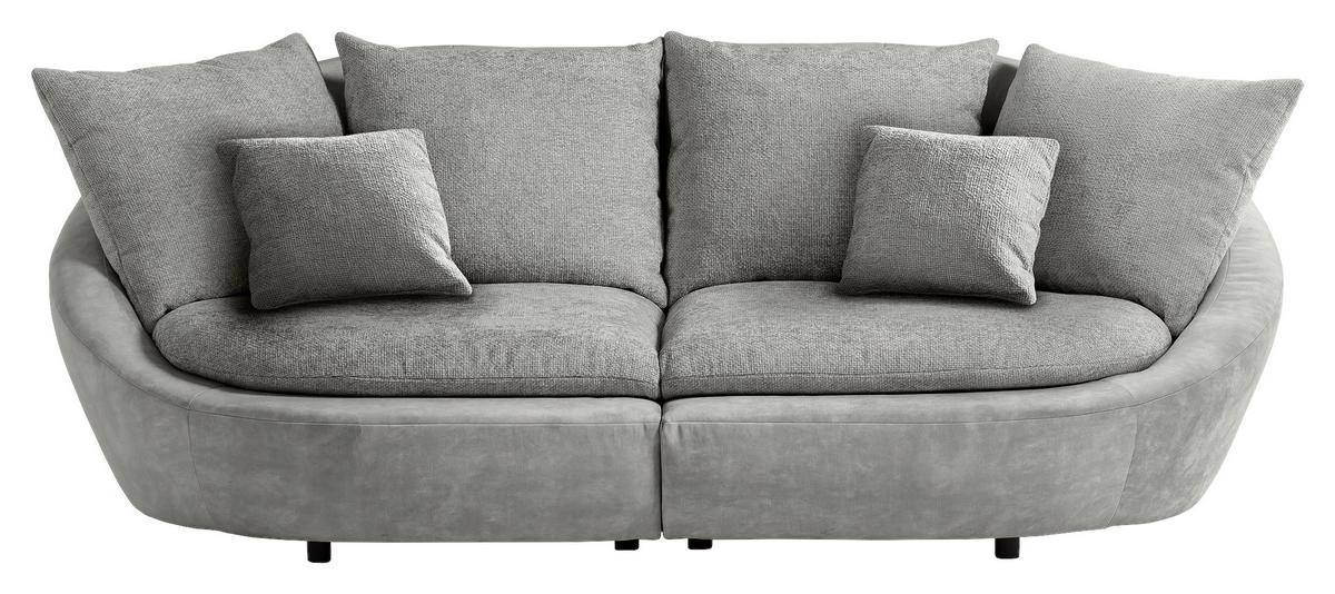 Bigsofa Maui B: 237 Cm Grau/hellgrau Chenille - Hellgrau/Schwarz, MODERN, Textil (237/87/131cm) - Trendmanufaktur