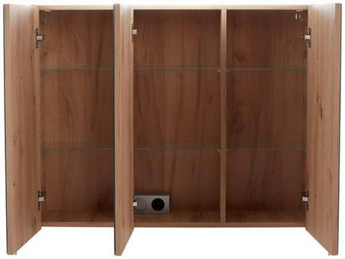 Spiegelschrank Avensis Mit Led 3-Türig Bht: 75x73x20,5 Cm - Klar/Eichefarben, MODERN, Glas/Holzwerkstoff (75/73/20,5cm) - Luca Bessoni
