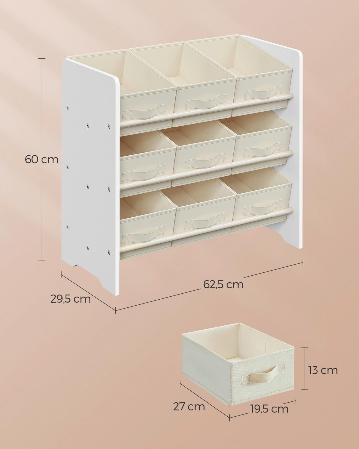 Kinderregal Toy Storage Shelf Weiß/Beige B: 62,5 cm - Beige/Weiß, MODERN, Holzwerkstoff/Textil (62,5/60/29,5cm) - MID.YOU