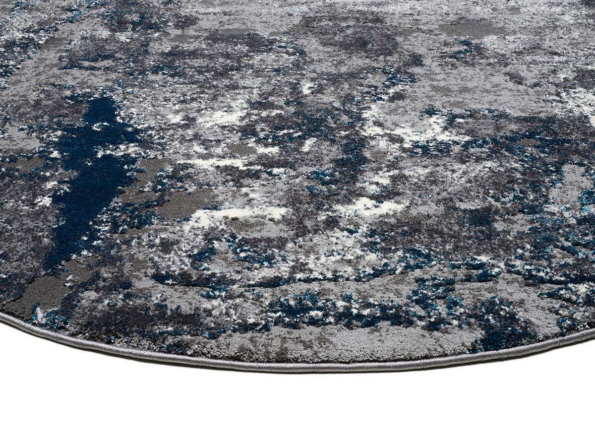 Webteppich Grau/Petrol Timeline Quantum Rund Ø 120 cm - Petrol/Grau, Design, Textil (120cm) - Novel