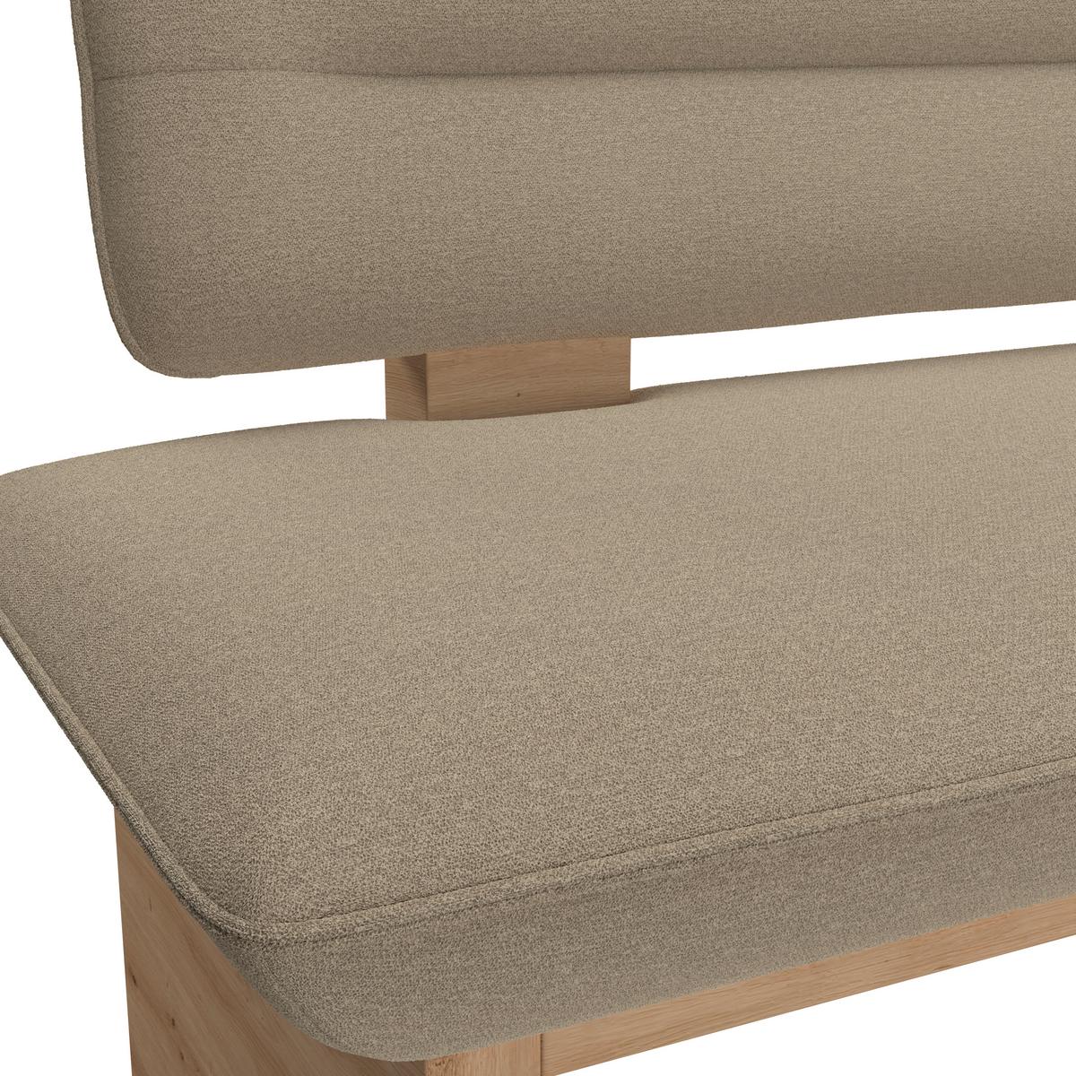 Sitzbank Beluna II Webstoff beige, B: 140cm - Eichefarben/Beige, KONVENTIONELL, Holzwerkstoff/Textil (140/87/67cm) - James Wood