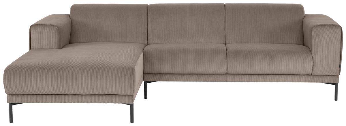 Ecksofa Erno Taupe S: 262 cm - Taupe/Schwarz, Design, Textil (262/183cm) - MID.YOU
