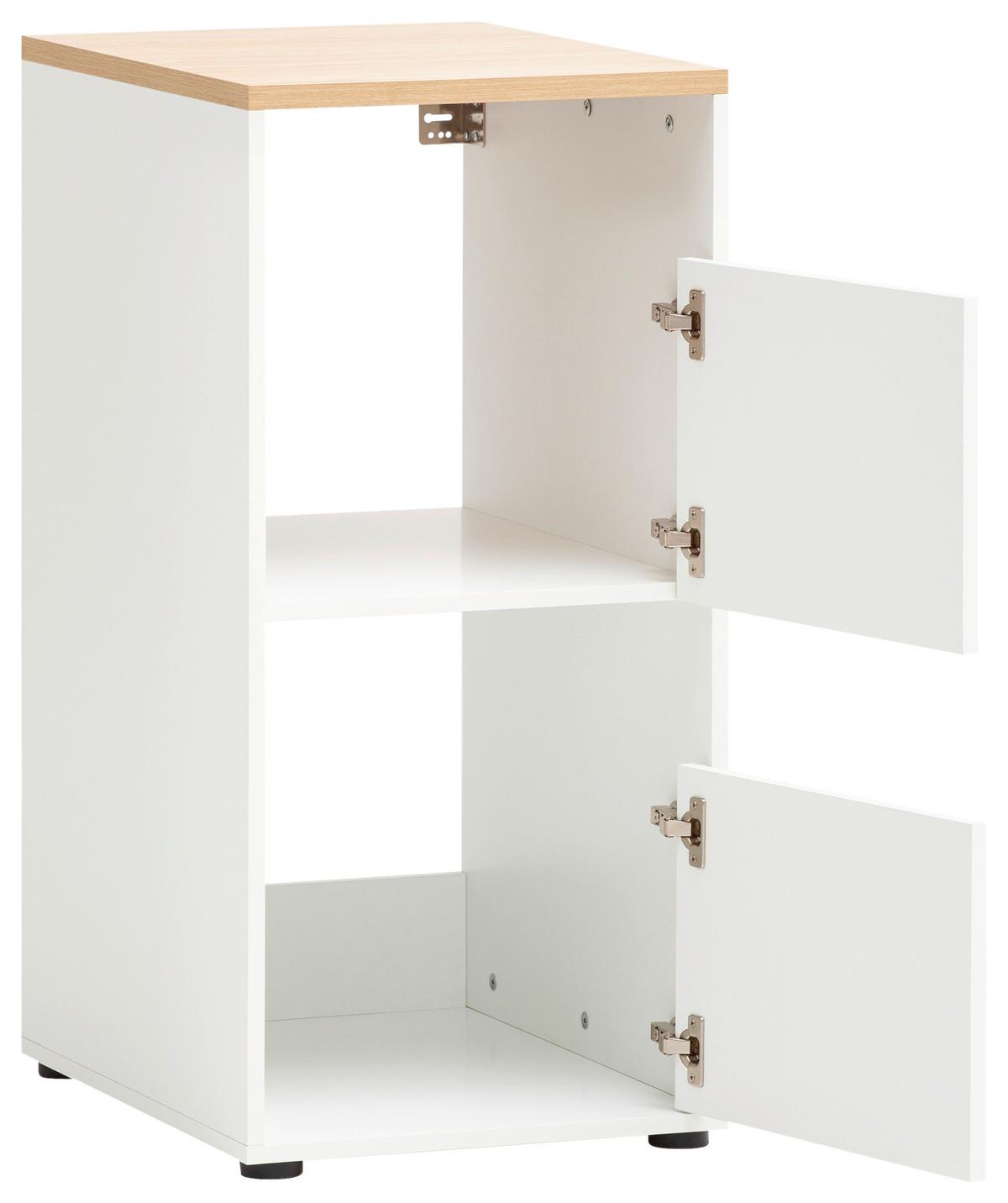 Mehrzweckschrank Weiß/eichefarben B: 45,1 Cm - Eichefarben/Schwarz, MODERN, Holzwerkstoff (45,1/95,8/60cm) - MID.YOU