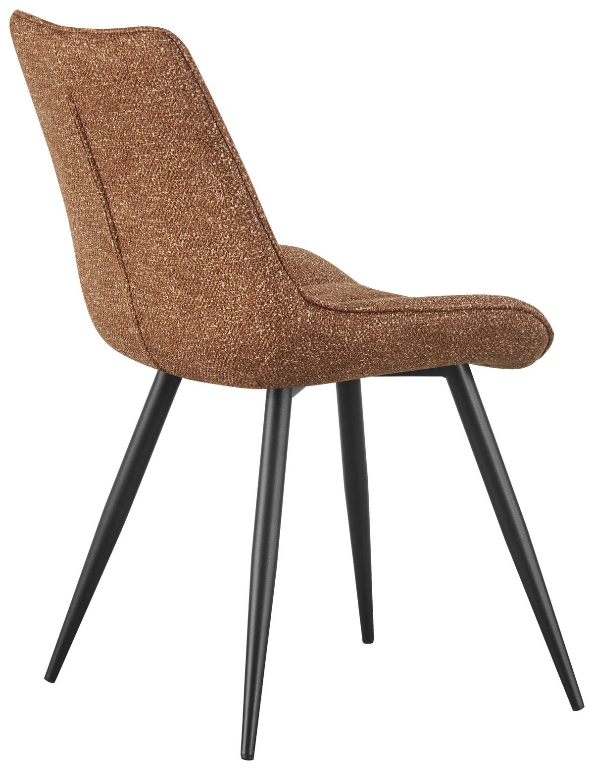 Vierfußstuhl Nikita Leinenoptik Braun, B: 54 cm - Schwarz/Braun, KONVENTIONELL, Holz/Textil (54/88/61,5cm) - MID.YOU