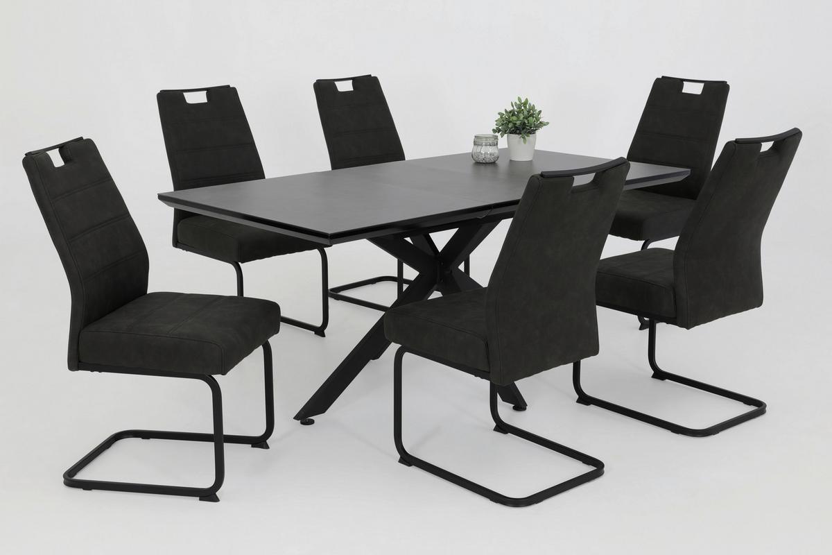 Schwingstuhl-set Kerstin S - Anthrazit/Schwarz, MODERN, Textil/Metall (49/100/61cm) - MID.YOU