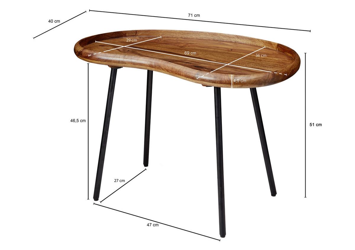 Konferenční stolek WL5.669 masív - černá/barvy sheesham, Design, kov/dřevo (71/40/51cm) - MID.YOU