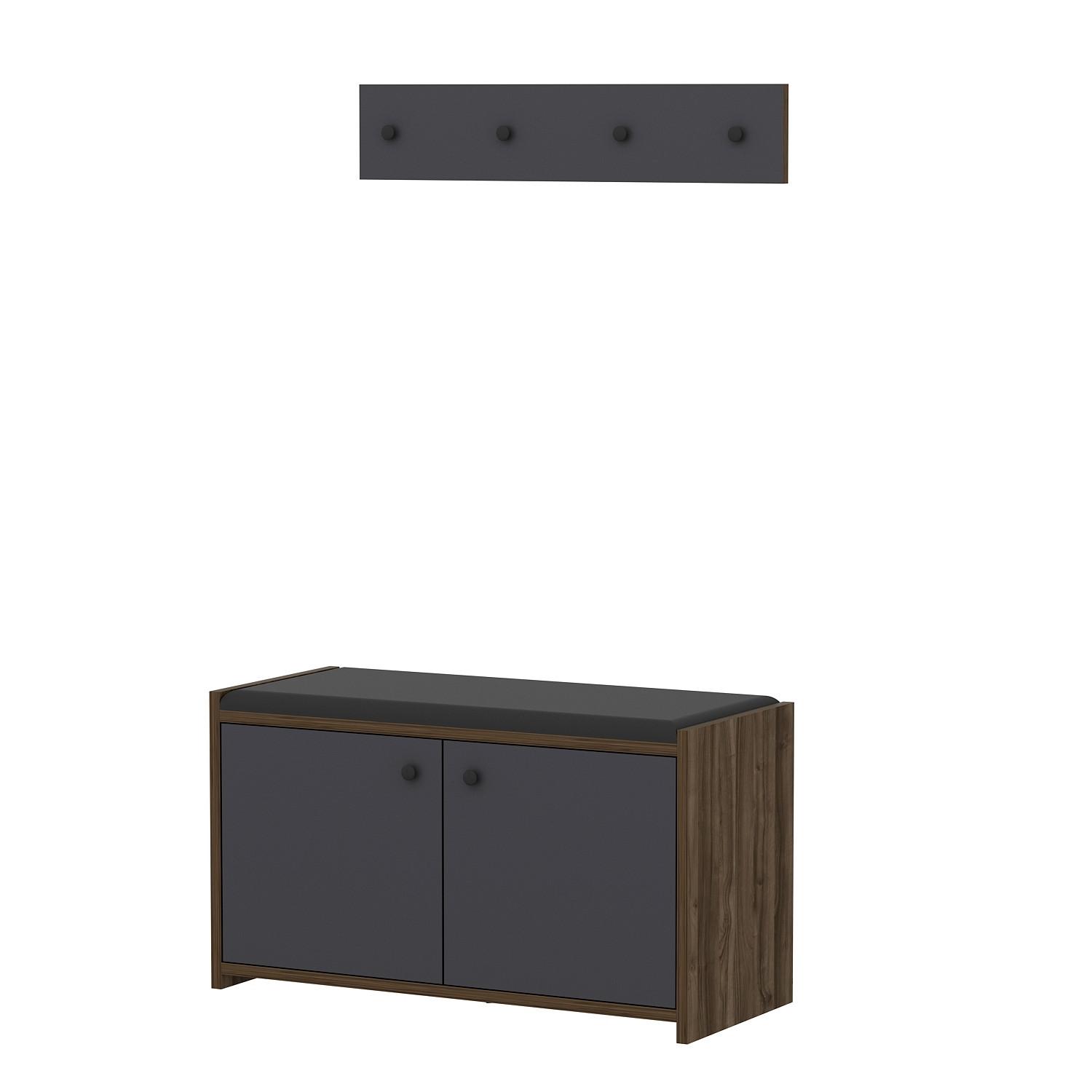 Garderobe Zen 2-Teilig Antharazit B: 80 cm - Anthrazit, Design, Holzwerkstoff (80/45/35cm) - Livetastic