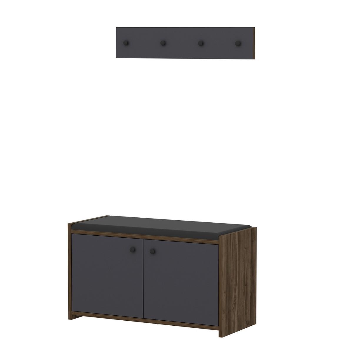 Garderobe Zen 2-teilig Antharazit B: 80 Cm - Anthrazit, Design, Holzwerkstoff (80/45/35cm) - Livetastic