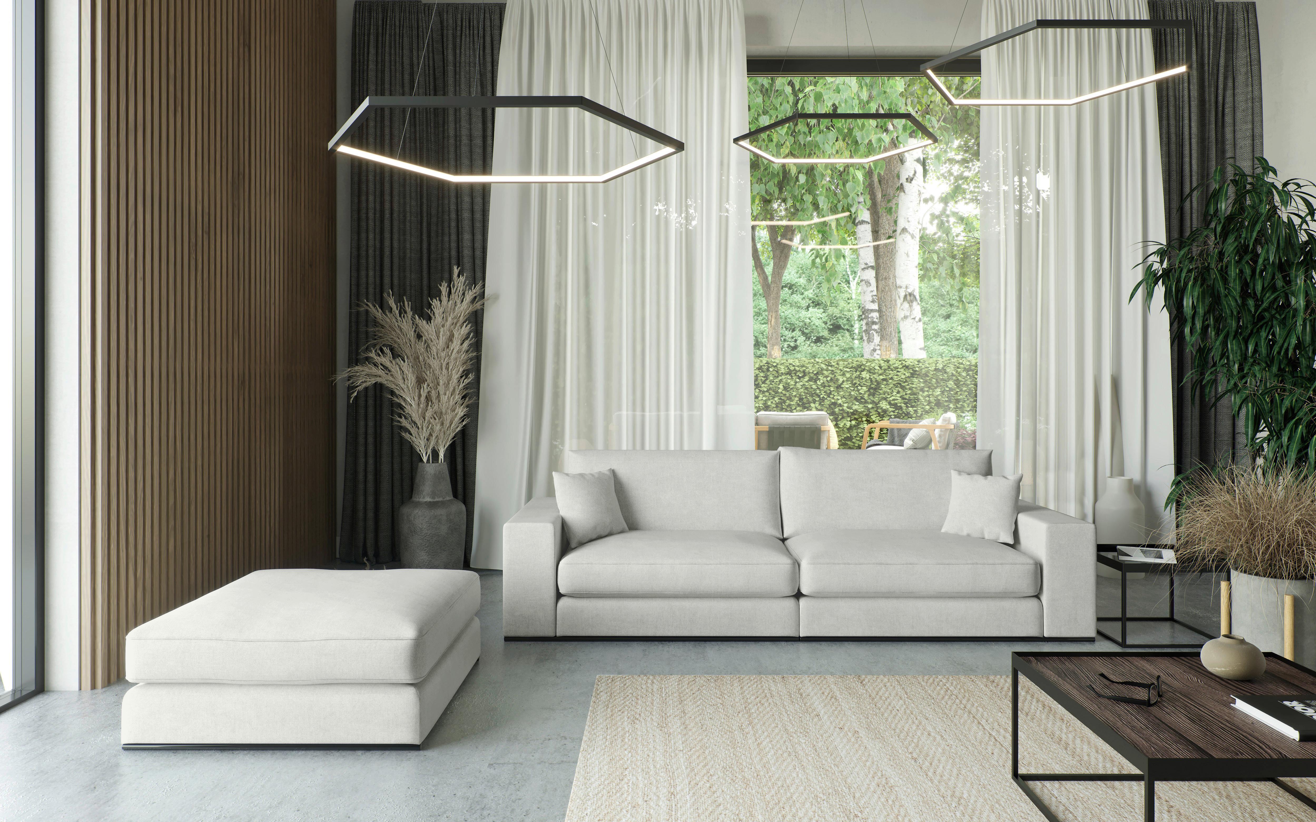 Sitzgarnitur Alberta 2-teilig Hellgrau B: 139 Cm - Hellgrau/Schwarz, Design, Holz/Textil (278/85/103cm) - Livetastic