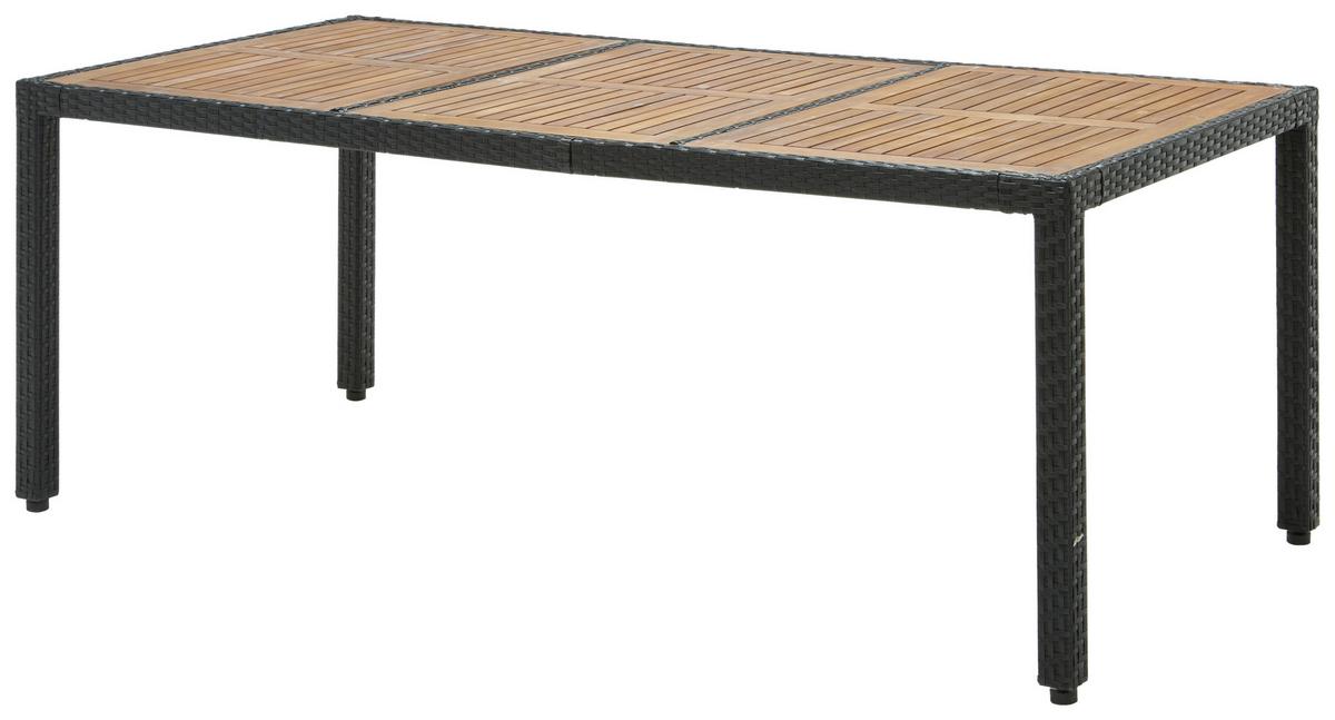 Gartengarnitur 9-Tlg Moa Polyrattan U. Holz mit Kissen - Beige/Schwarz, MODERN, Holz/Kunststoff - James Wood