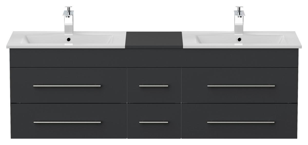 WASCHTISCHKOMBI Nero XL, Graphitfarben B: 153 cm - Graphitfarben/Weiß, Basics, Keramik/Holzwerkstoff (153cm) - MID.YOU