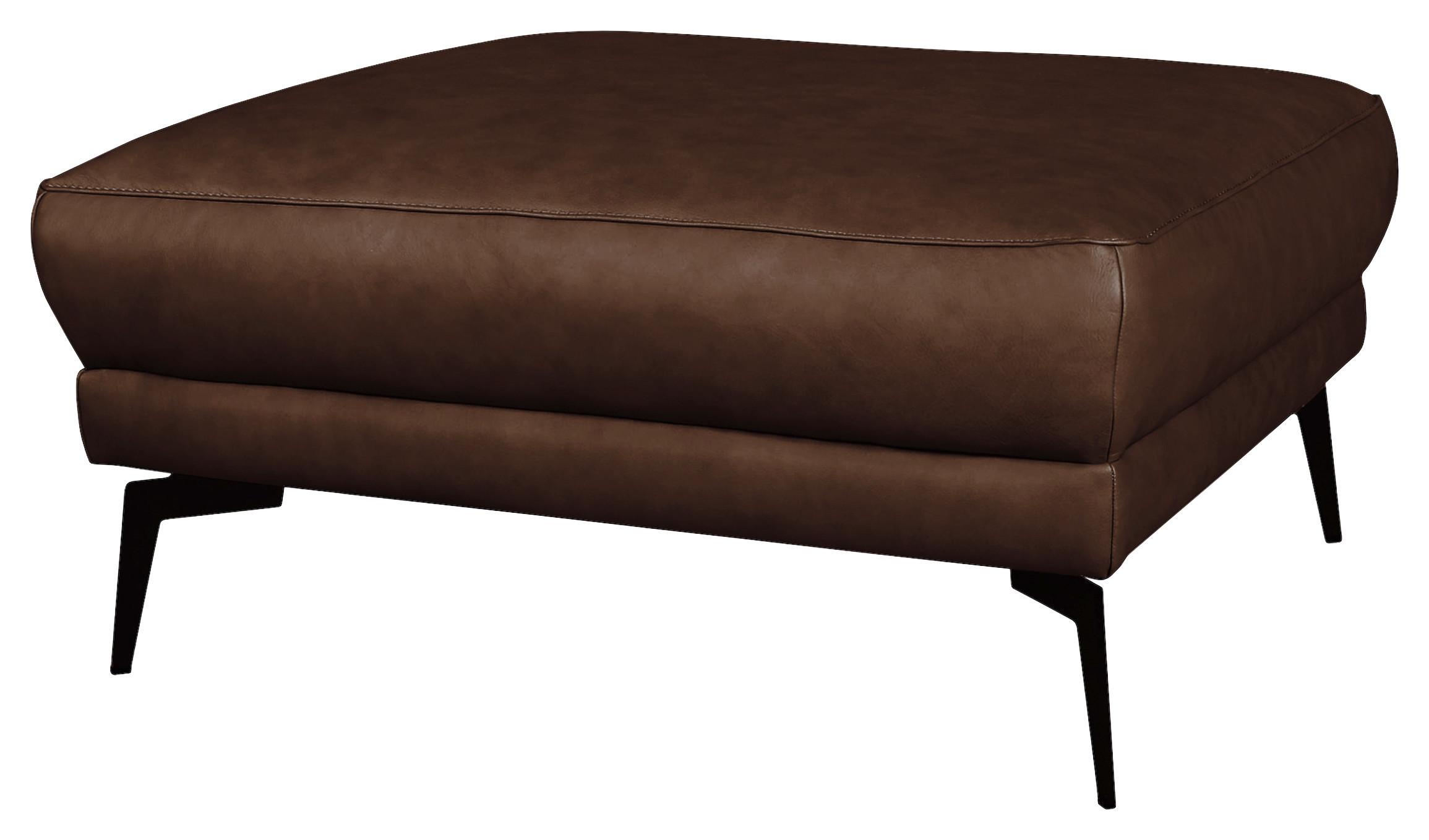Hocker Spring D. Braun Schwarz B: 96 cm - Dunkelbraun/Schwarz, Design, Leder (96/45/80cm) - P & B