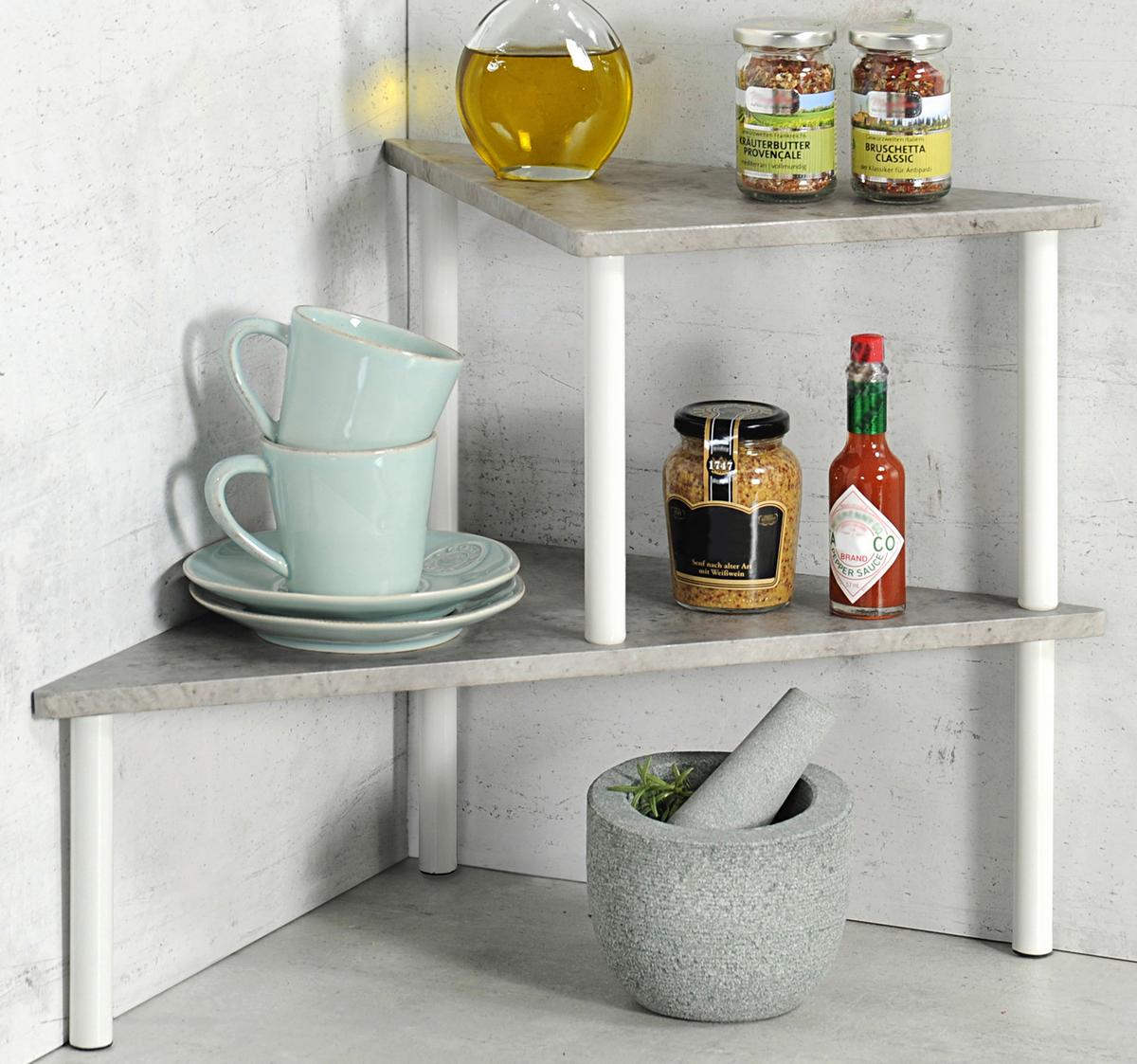 Küchenregal Grau, Weiß B: 53 cm - Weiß/Grau, Basics, Holzwerkstoff/Metall (53/38/38cm)