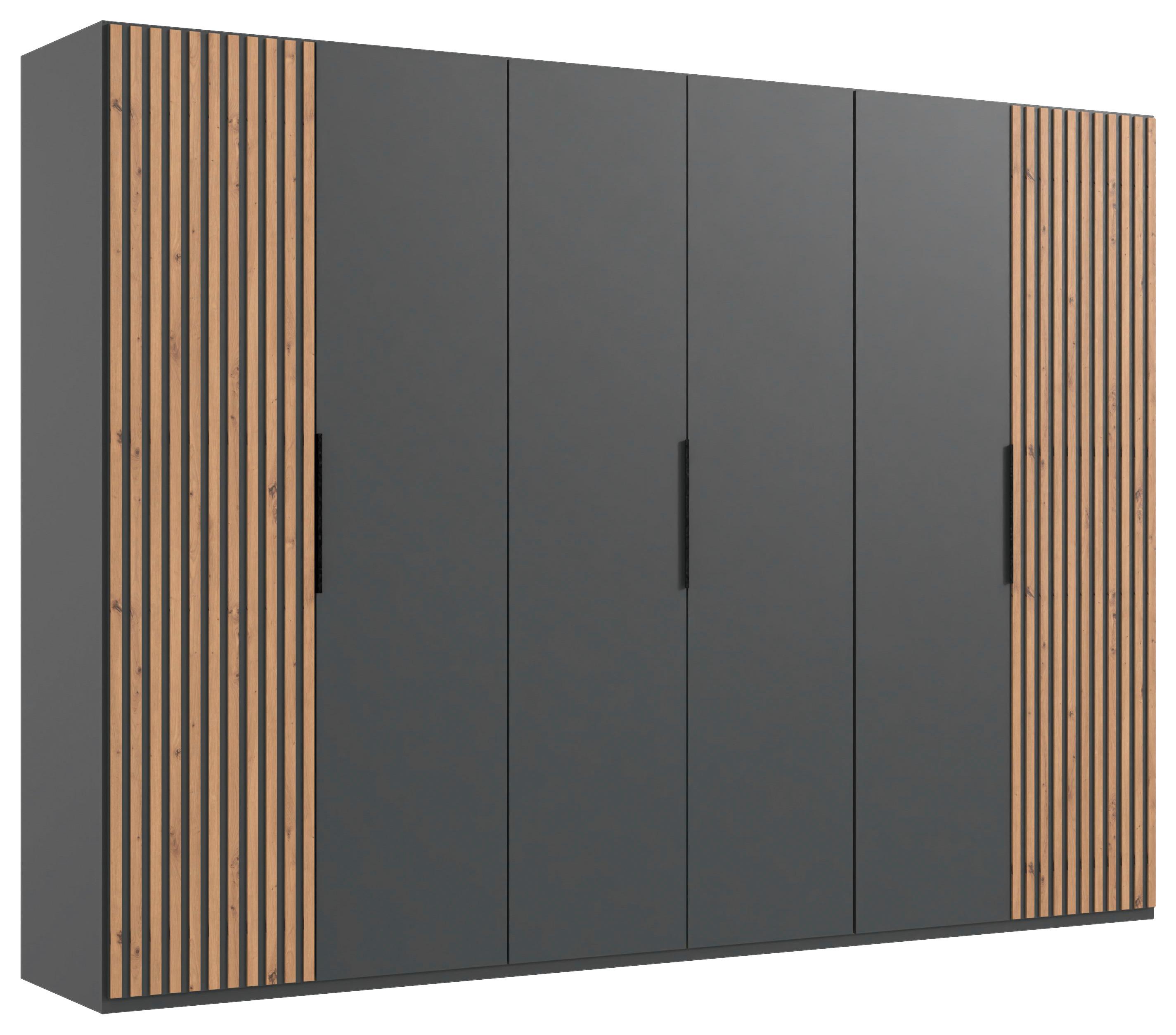 Drehtürenschrank Andorra Eiche/Graphitfarben B: 300 cm - Eichefarben/Graphitfarben, MODERN, Holzwerkstoff (300/216/58cm) - MID.YOU