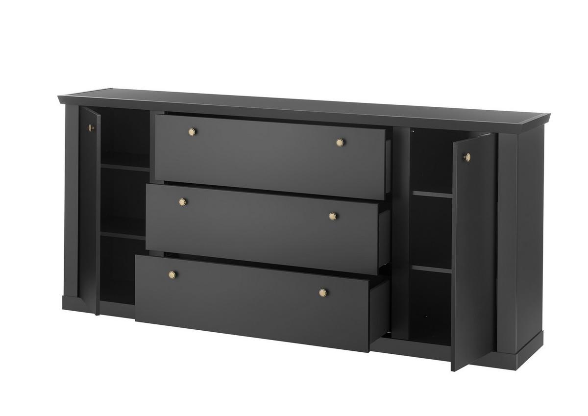 Sideboard Lincoln Schwarz/Eichefarben B: 205cm - Eichefarben/Schwarz, Design, Holzwerkstoff (205/92/42cm) - MID.YOU