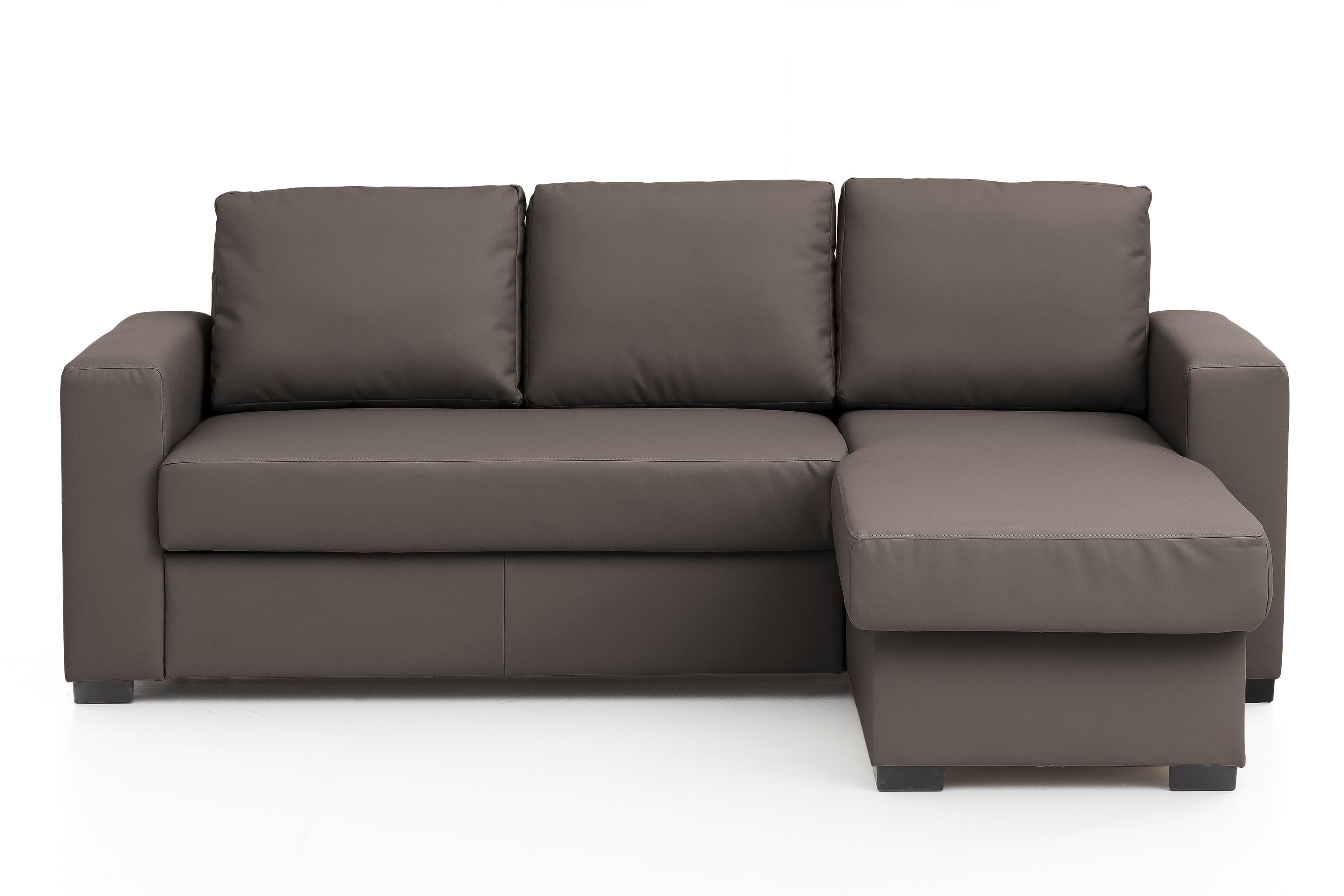 Ecksofa mit Schlaffunktion + Bettkasten Cristiano Lederlook - Braun, Basics, Textil (220/150cm) - MID.YOU