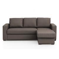 Ecksofa mit Schlaffunktion + Bettkasten Cristiano Lederlook - Braun, Basics, Textil (220/150cm) - MID.YOU