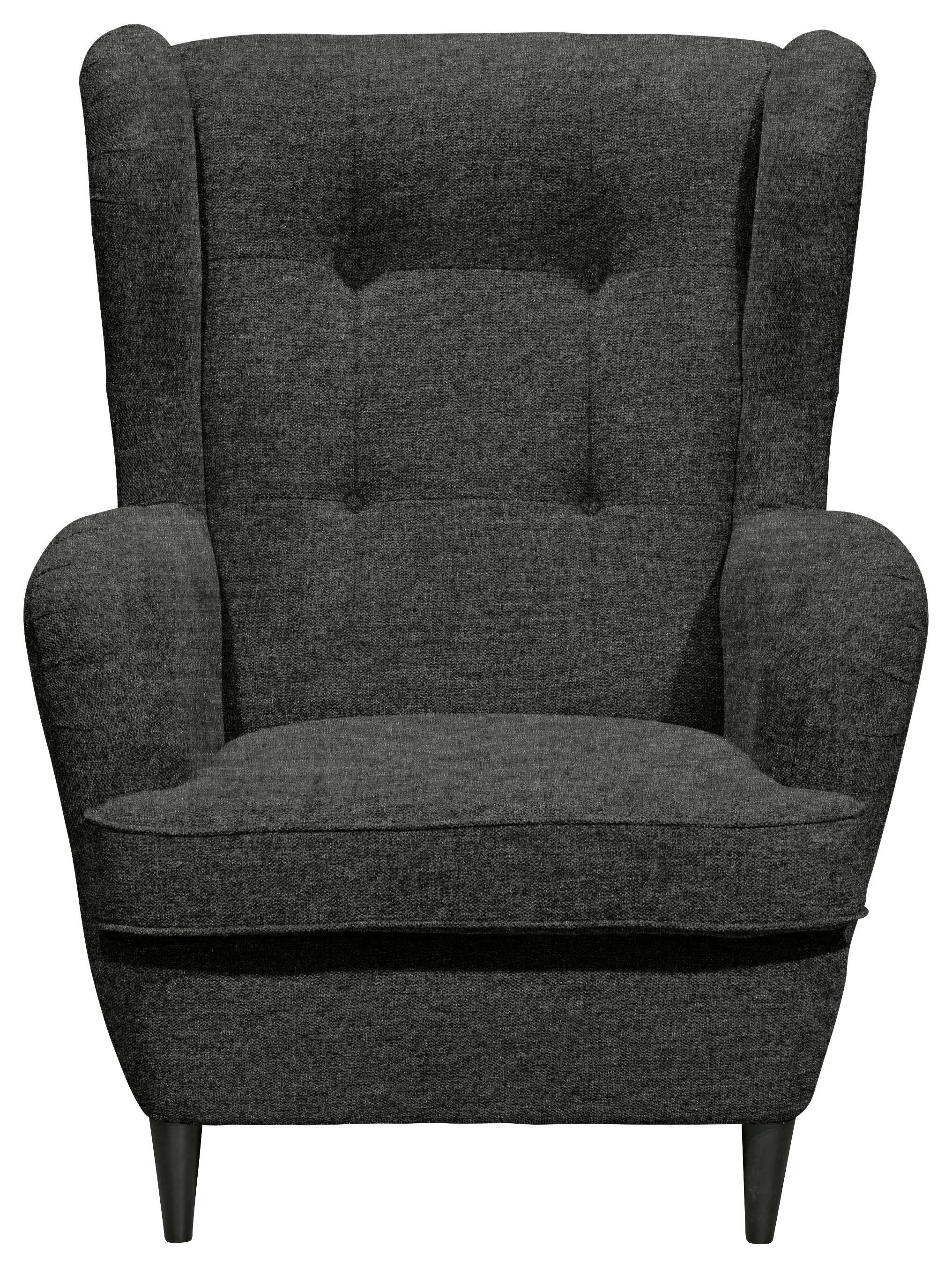 Ohrensessel Oskar Anthrazit B: 78 Cm - Anthrazit/Schwarz, Basics, Textil (78/102/98cm) - MID.YOU