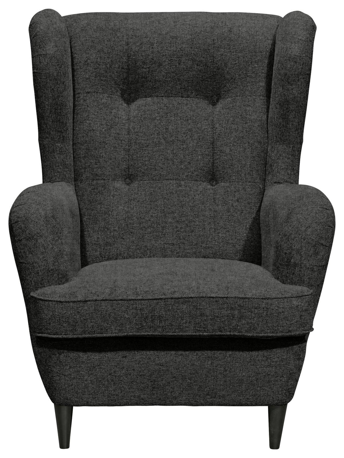 Ohrensessel Oskar Anthrazit B: 78 Cm - Anthrazit/Schwarz, Basics, Textil (78/102/98cm) - MID.YOU