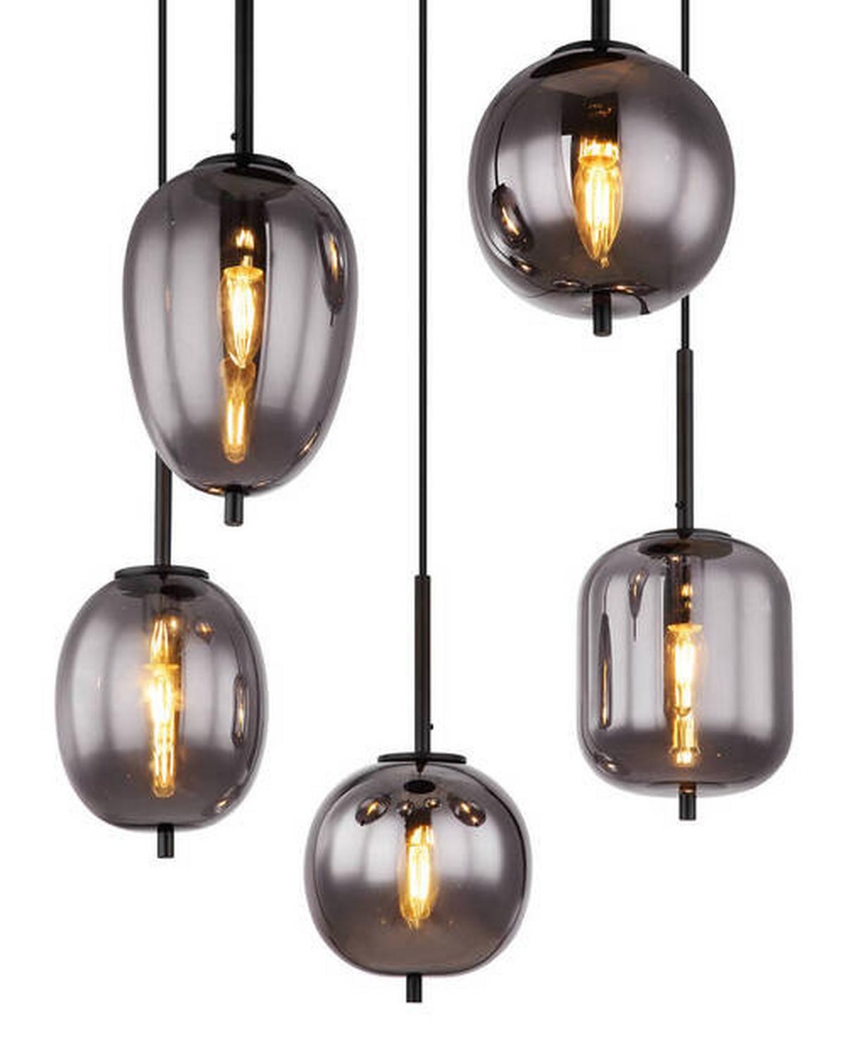 Hängeleuchte 15345-5 - Schwarz, Design, Glas/Metall (57,5/150cm) - Globo