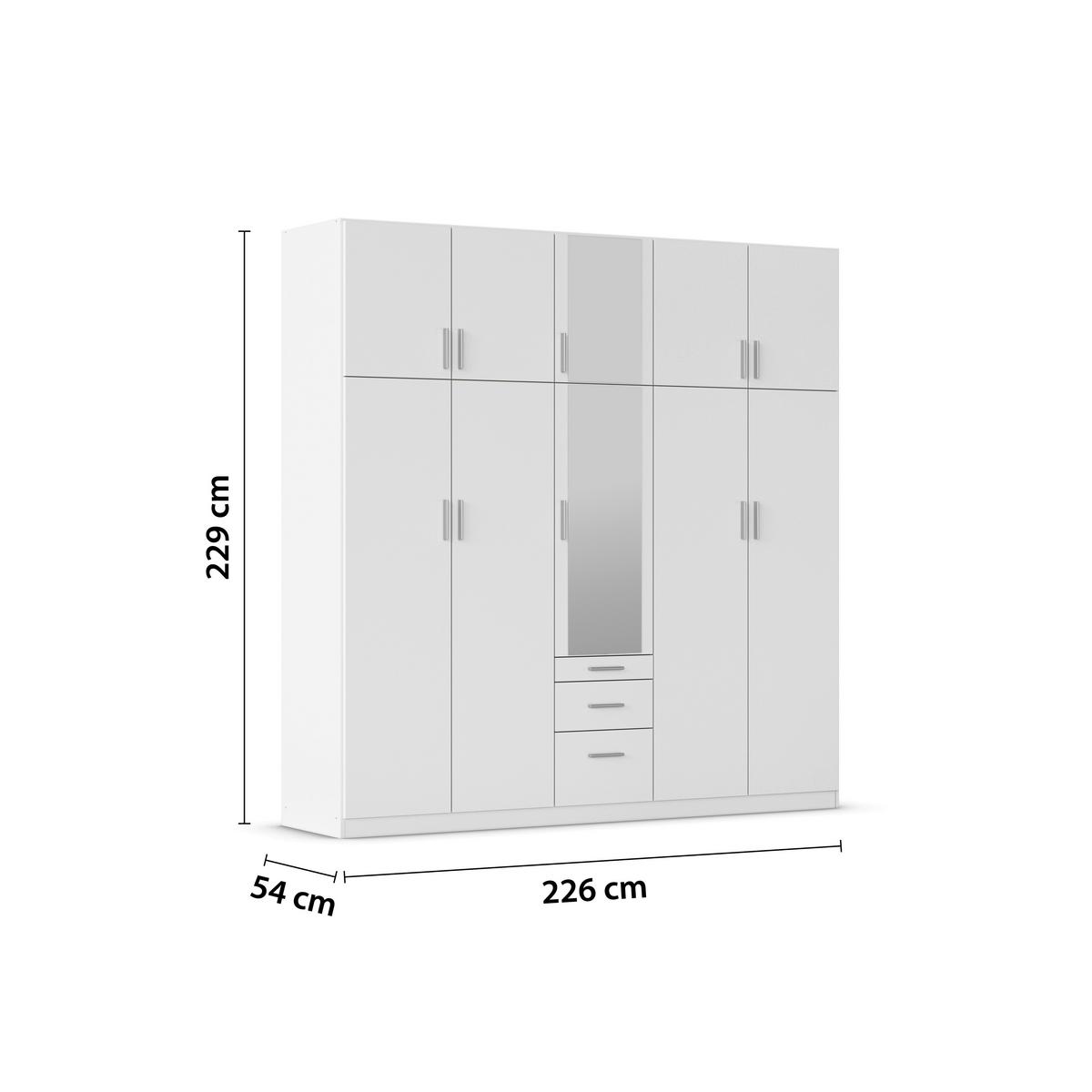 Drehtürenschrank Hildesheim Weiß B: 226 Cm - Weiß, Design, Holzwerkstoff (226/229/54cm) - Rauch Möbel