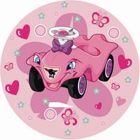 Kinderteppich rund Auto Rosa Bobby Car Ø 100 cm - Rosa, Trend, Textil (100cm)