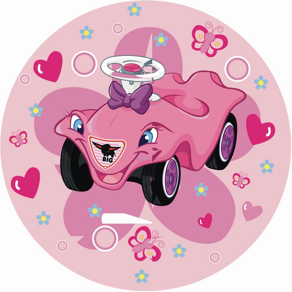 Kinderteppich rund Auto Rosa Bobby Car Ø 100 cm