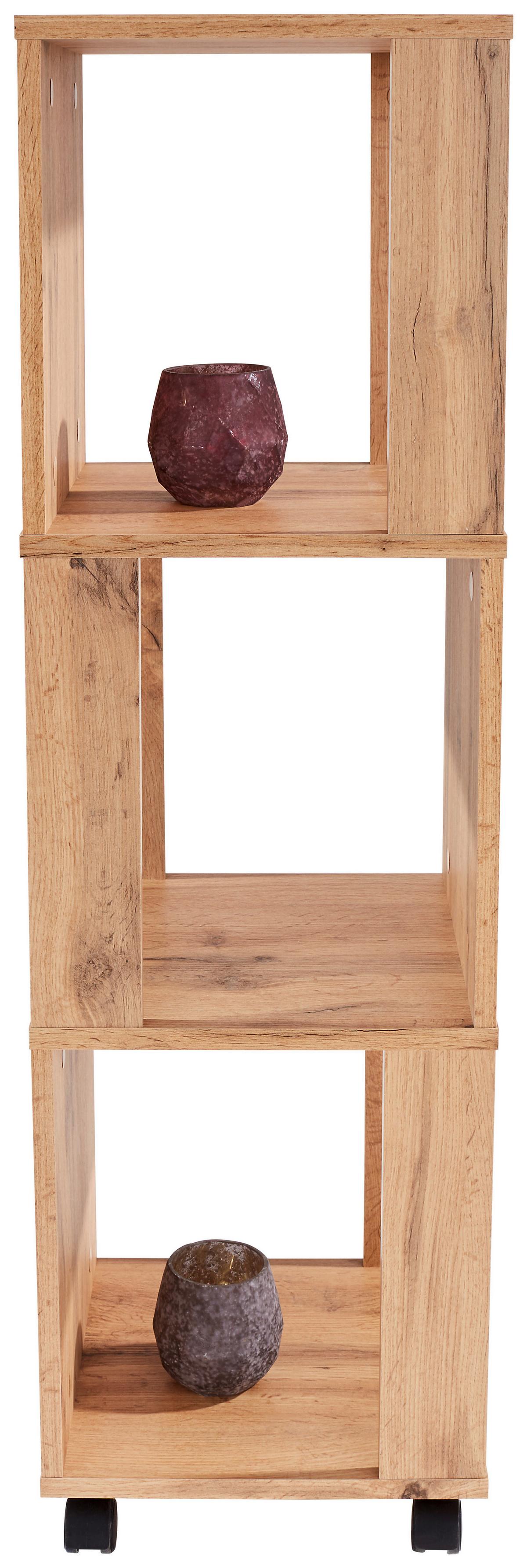 Regal Auf Rollen Rolly B 34cm, Eiche Dekor - Eichefarben, MODERN, Holzwerkstoff/Kunststoff (34/111/34cm)