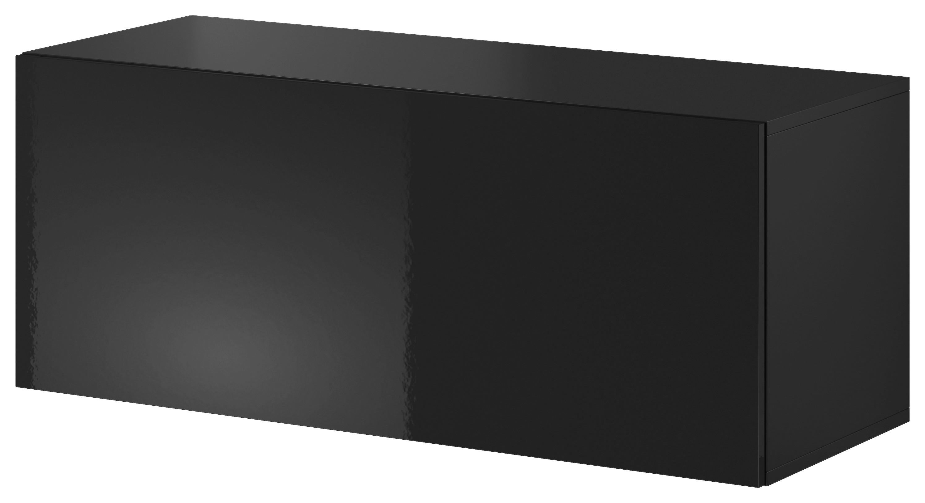 TV-Lowboard Vivien B: 100 cm Schwarz - Schwarz Hochglanz/Schwarz, Design, Holzwerkstoff (100/40/38cm) - Livetastic