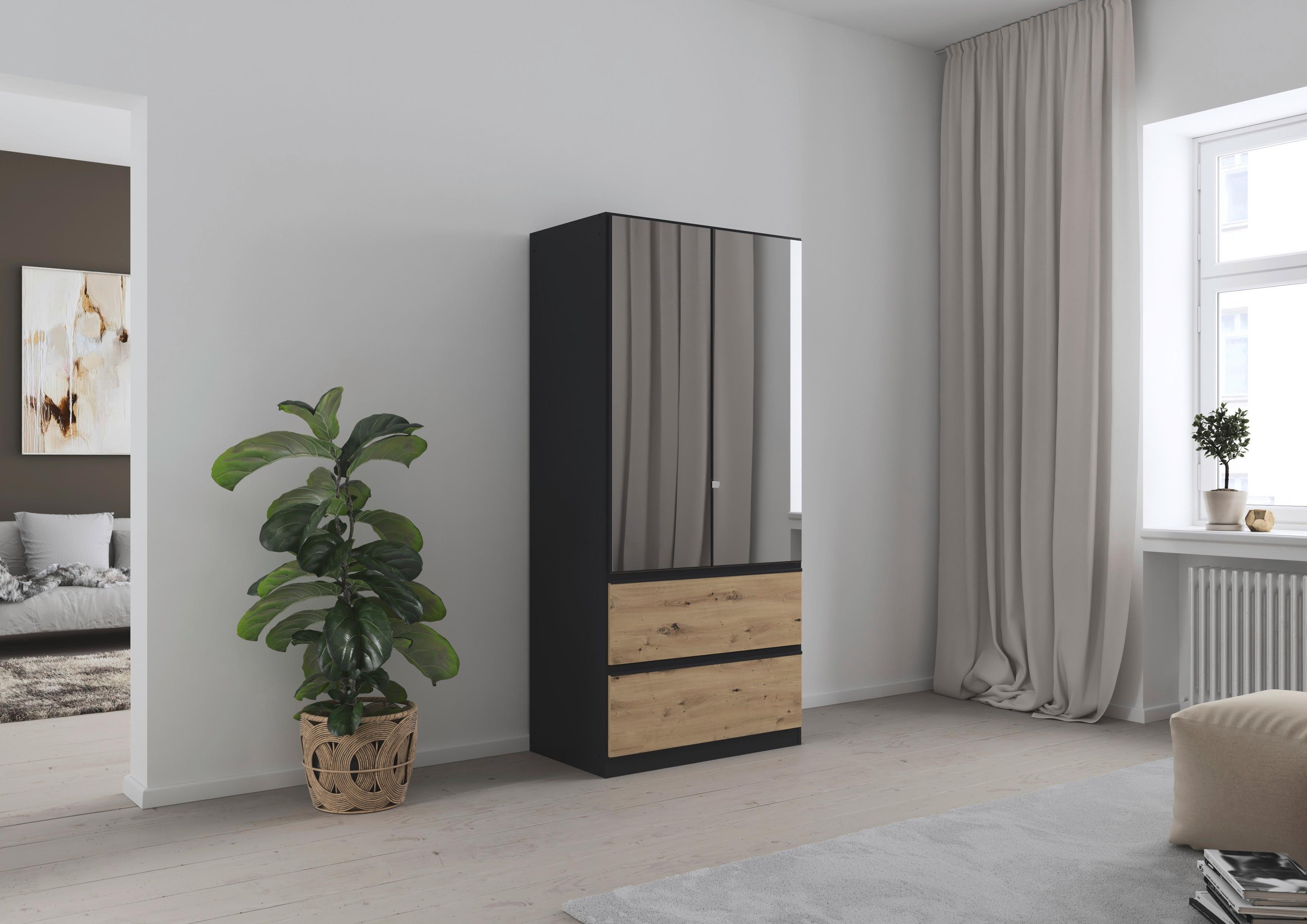 Drehtürenschrank Costa Grau Eiche Artisan Dekor - Eiche Artisan/Grau, MODERN, Holzwerkstoff (91/197/54cm) - Rauch Möbel
