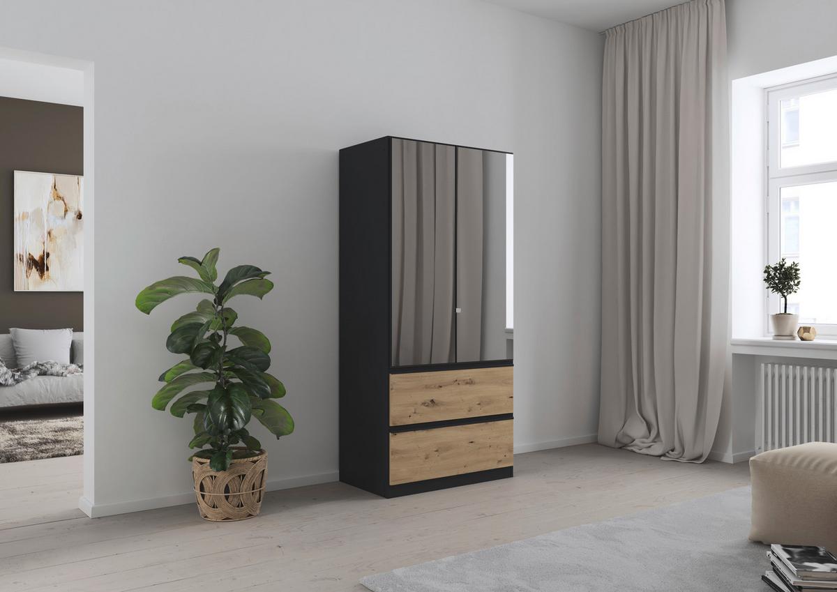 Drehtürenschrank Costa Grau Eiche Artisan Dekor - Eiche Artisan/Grau, MODERN, Holzwerkstoff (91/197/54cm) - Rauch Möbel