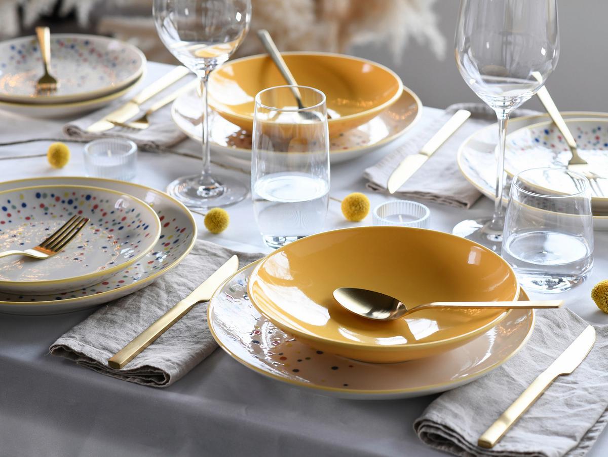 JEDÁLENSKÝ SERVIS JOY GELB-BUNT - žltá/krémová, Basics, keramika (31,5/31/37null) - Creatable