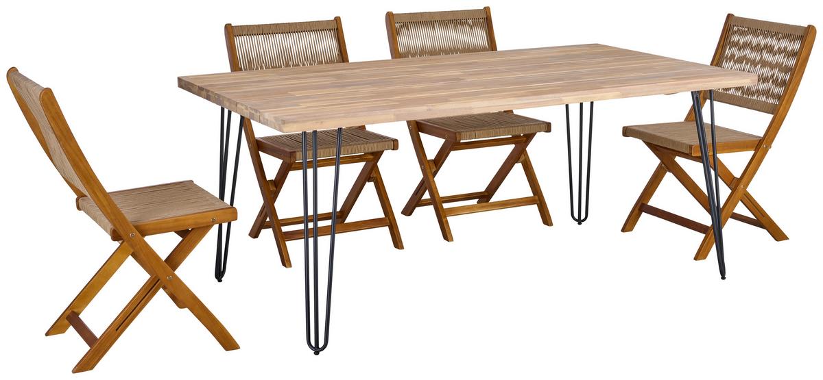 Gartenstuhl Klappbar Bergen Aus Akazienholz - Hellgrau/Akaziefarben, MODERN, Holz/Kunststoff (50/87/58cm) - Beldano