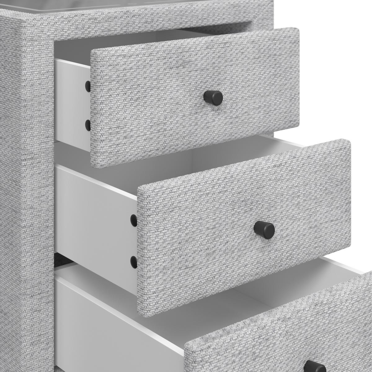 Nachtkästchen Brisbane II mit Induktionsladezone B: 49,5cm - Hellgrau, Trend, Glas/Holzwerkstoff (49,5/56,5/46cm) - Sembella