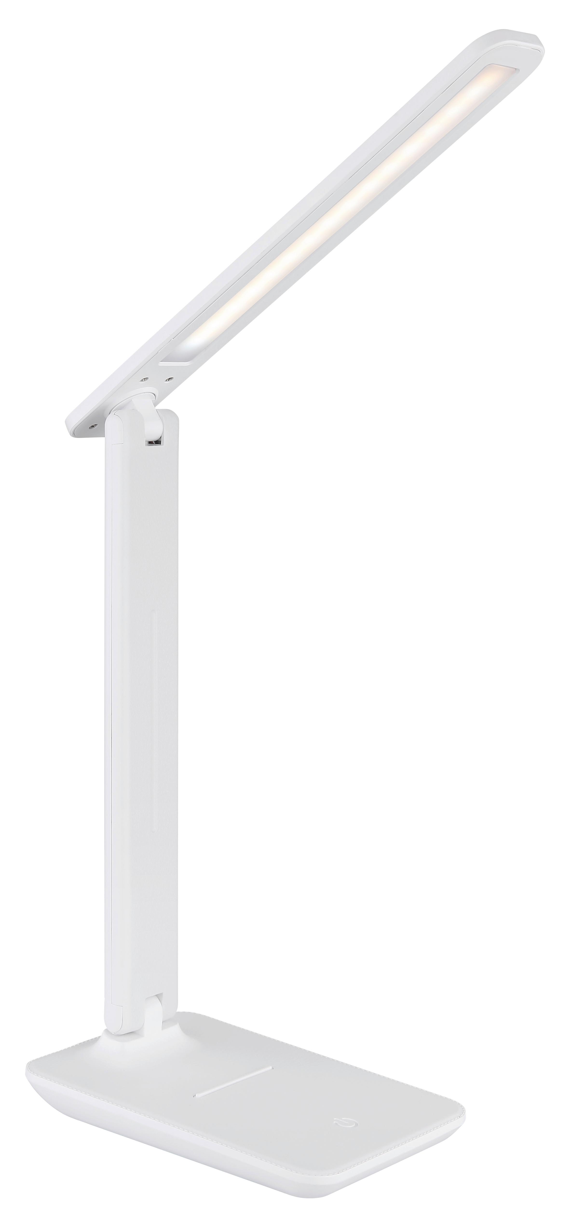 Led-schreibtischleuchte 58439w - Opal/Weiß, Design, Leder/Kunststoff (28/11,5/50cm) - Globo