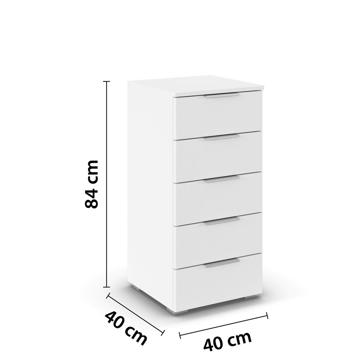 Nachtkästchen Mars 5l Weiß B: 84 Cm - Alufarben/Weiß, Basics, Holzwerkstoff (40/84/40cm)