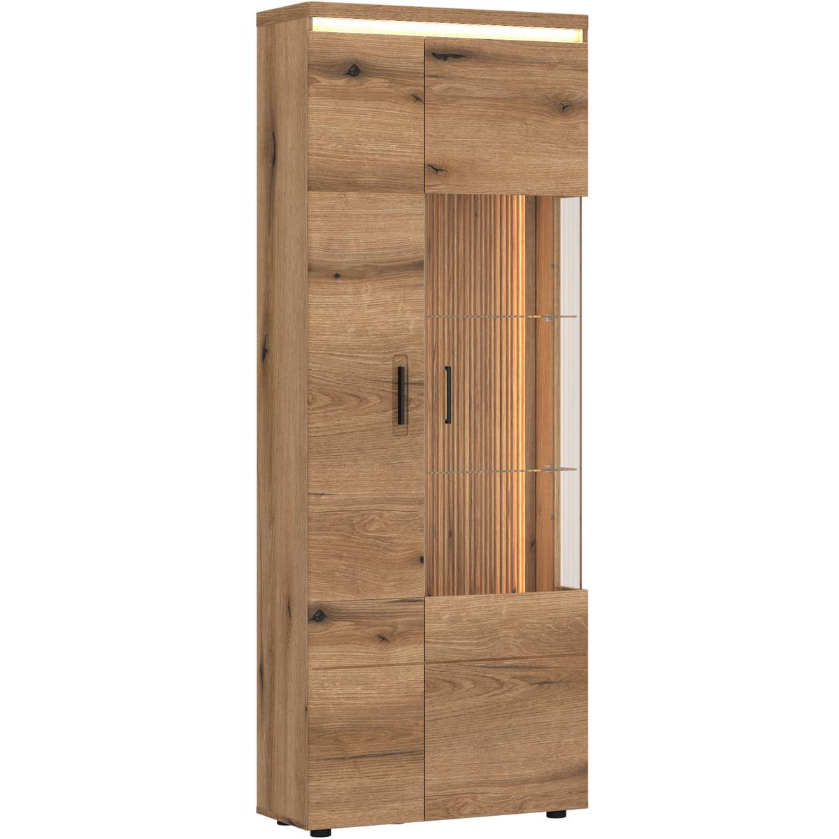 VITRINE Molina Eiche Dekor B: 75cm - Eichefarben/Schwarz, Basics, Glas/Holzwerkstoff (75/201,5/35,6cm)