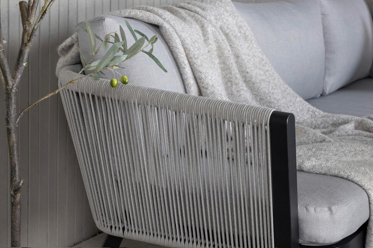 Loungegarnitur Virya - Schwarz/Grau, KONVENTIONELL, Textil/Metall - Gardenson