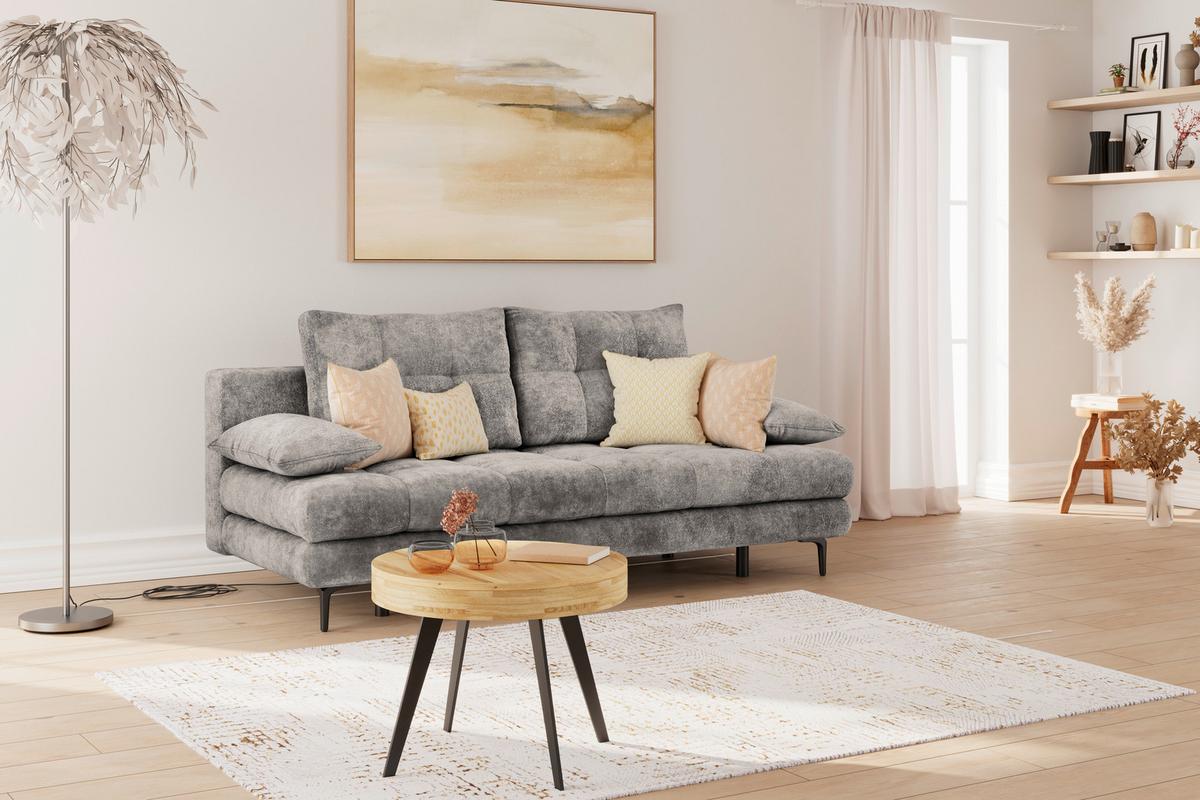 Schlafsofa Perla Grau B: 203 cm - Schwarz/Grau, KONVENTIONELL, Textil (203/94/96cm)