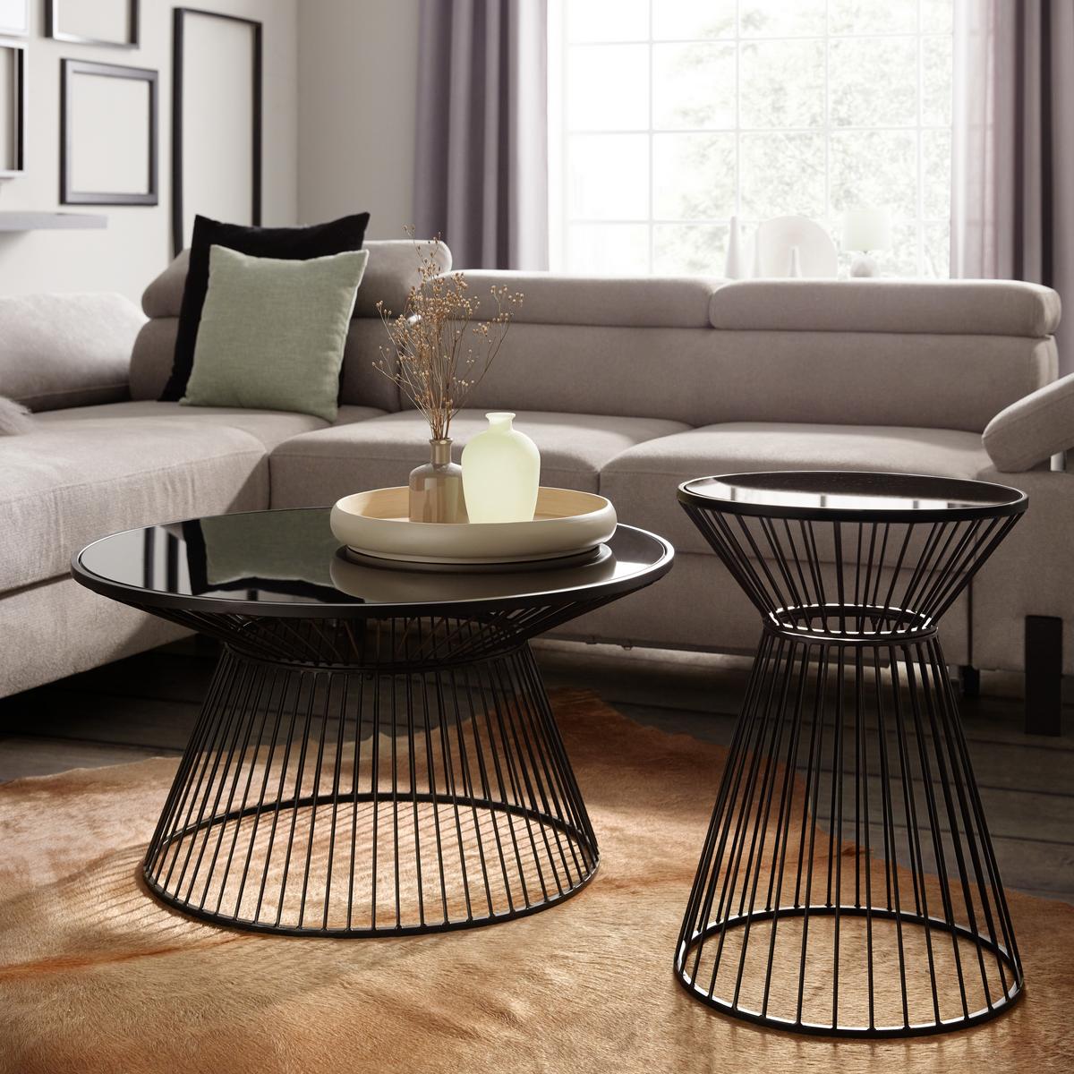 Konferenčný stolík RAVEN - čierna, Modern, kov/sklo (80/42cm) - Mömax