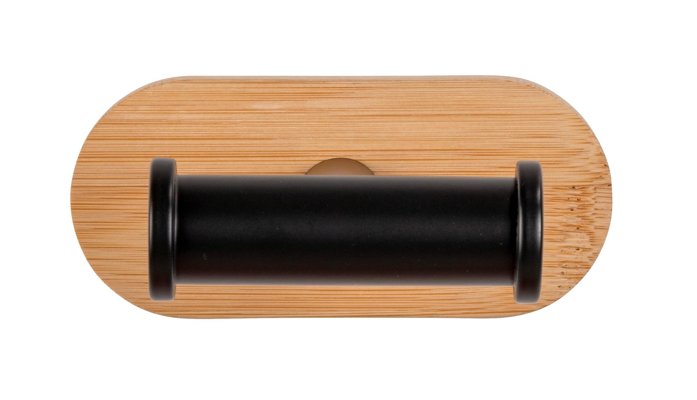 Háček na ručníky OREA BAMBOO - SB - - černá/přírodní barvy, Moderní, kov/dřevo (10/4,5/7cm) - Mömax
