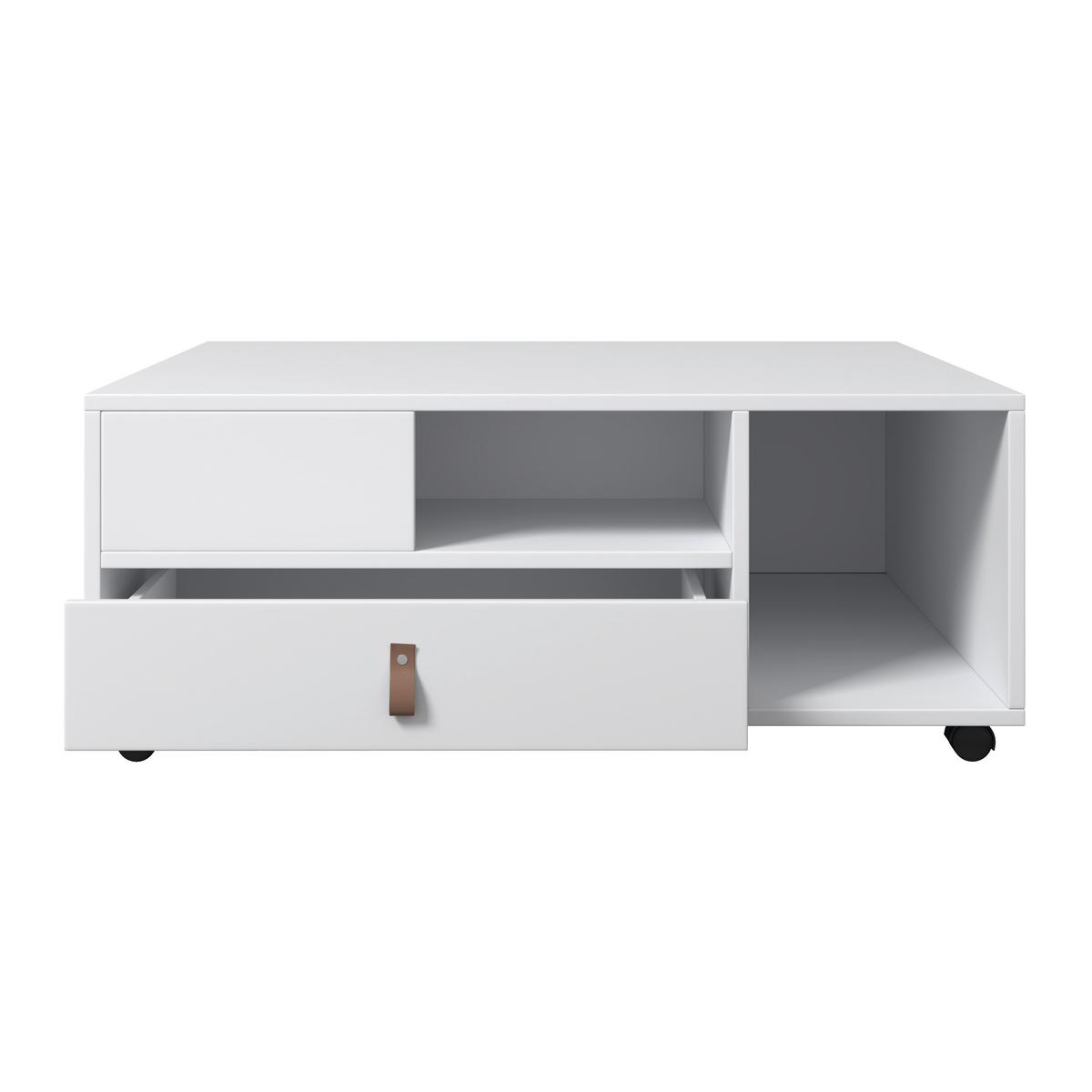 Konferenční stolek MICK - bílá/hnědá, Moderní, kompozitní dřevo/plast (74/88/35cm) - Modern Living