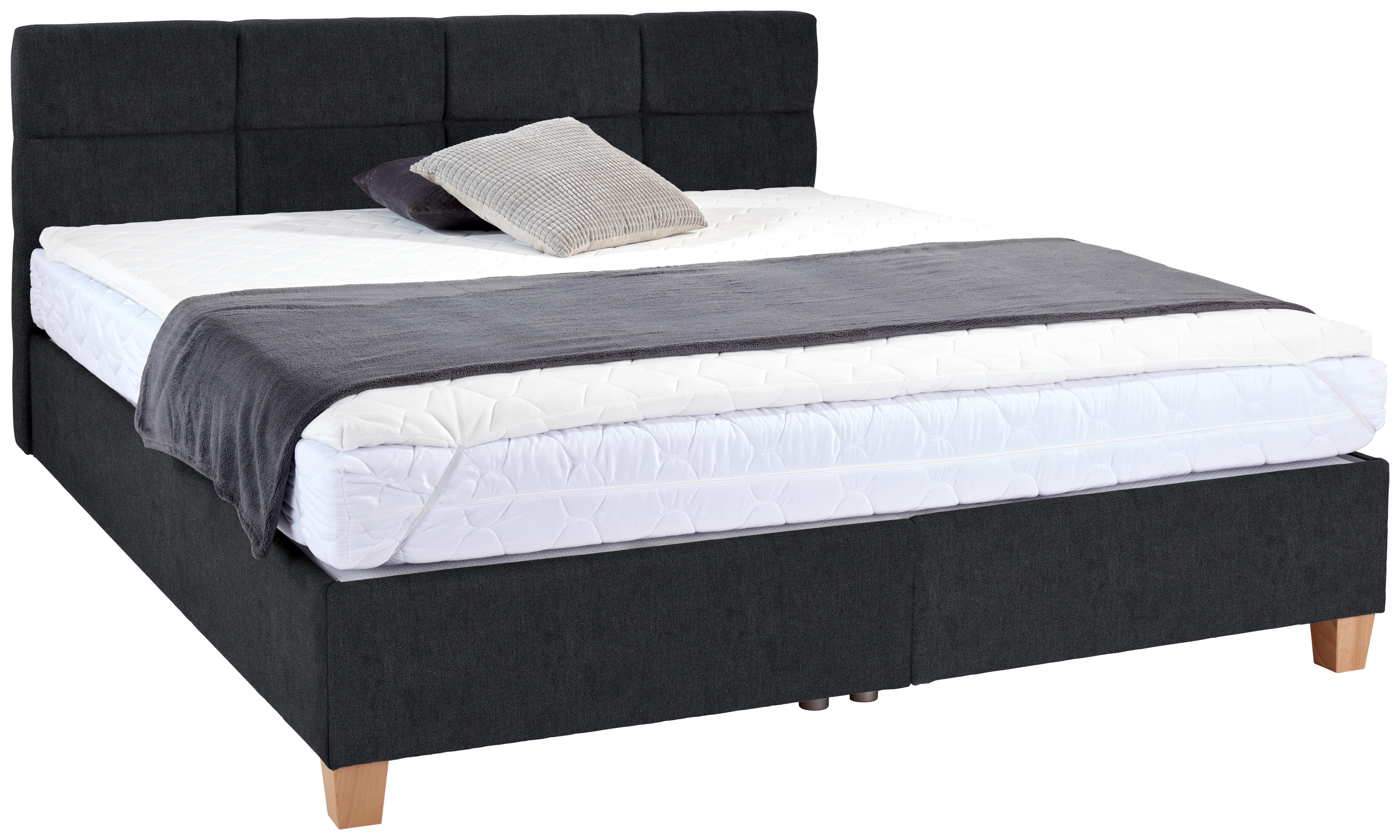 Polsterbett mit Bettkasten 180x200 Bellagio Schwarz - Buchefarben/Schwarz, KONVENTIONELL, Holz/Textil (180/200cm)